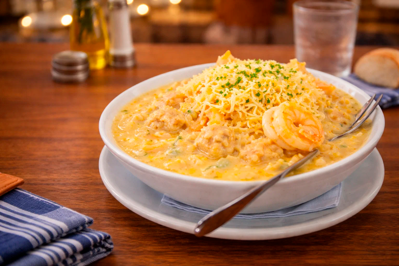 PAPAS EN SALSA DE MARISCOS